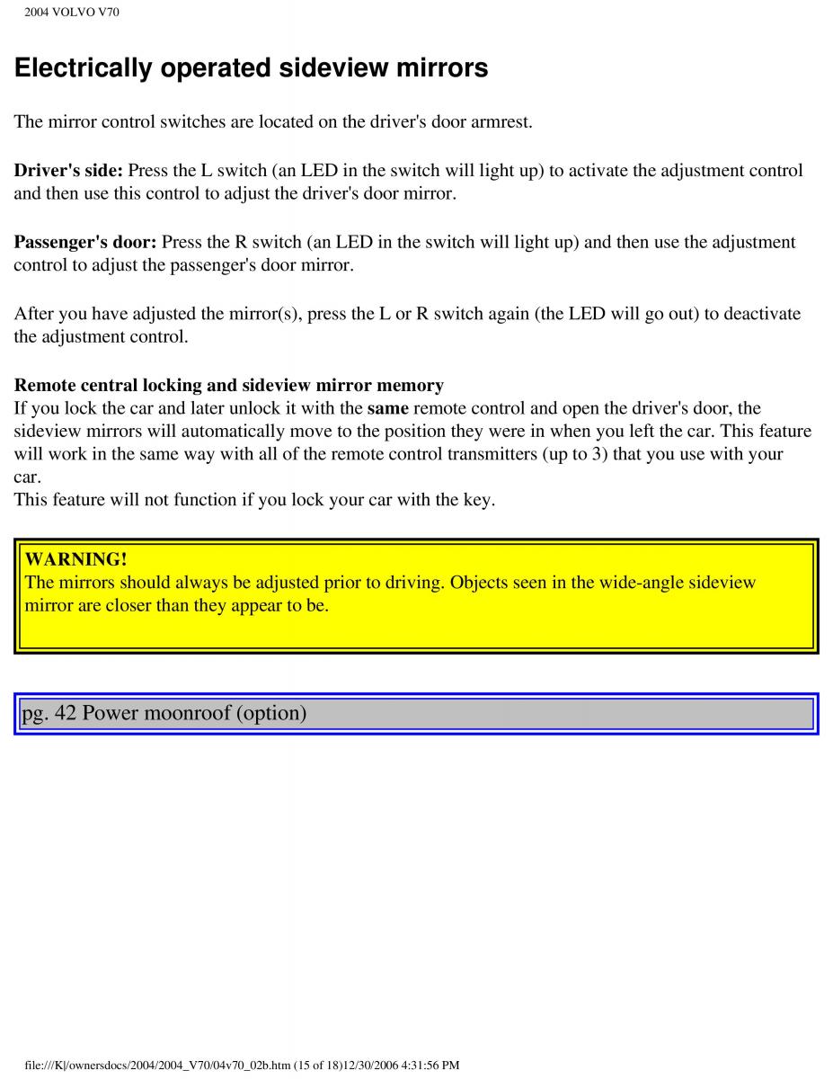 Volvo V70 II 2 owners manual / page 67