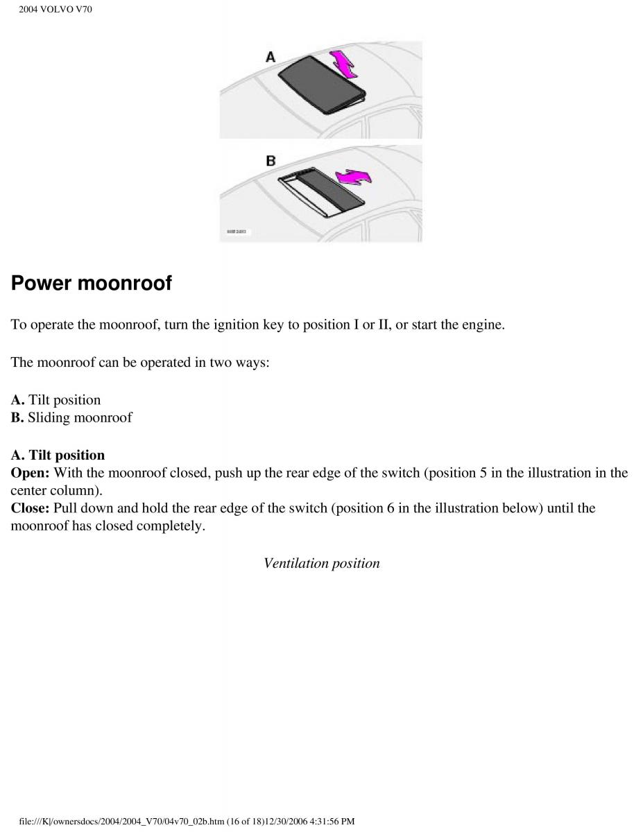 manual  Volvo V70 II 2 owners manual / page 68