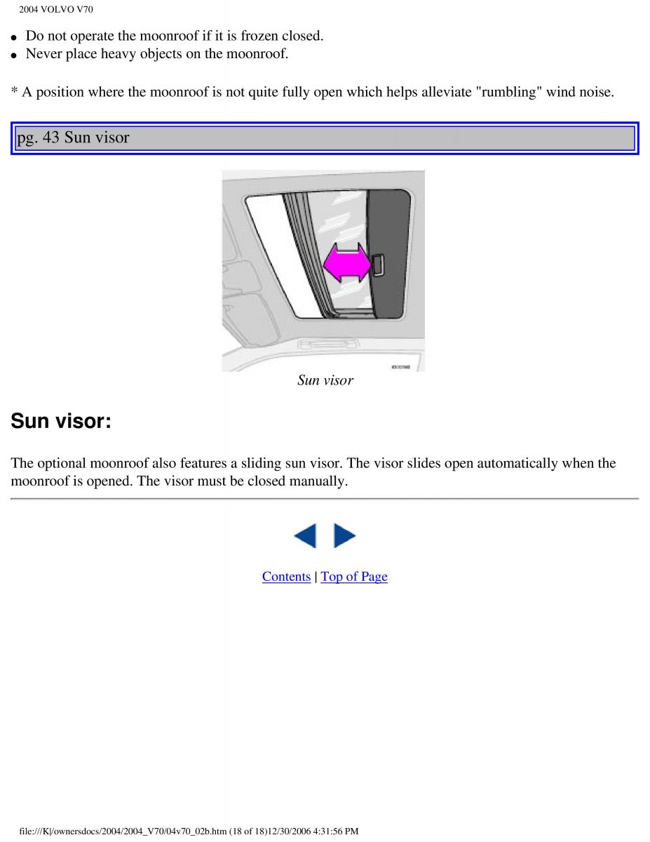 manual  Volvo V70 II 2 owners manual / page 70