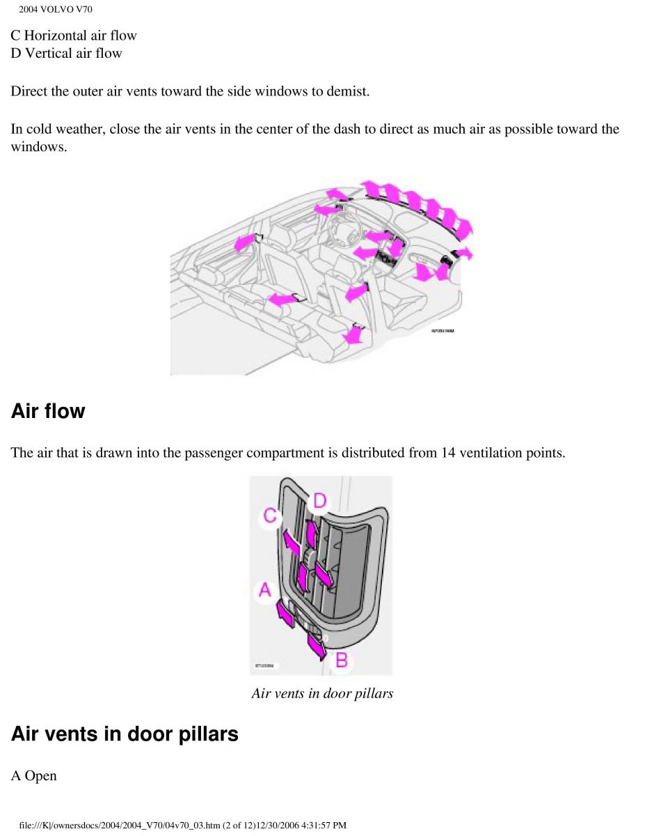 Volvo V70 II 2 owners manual / page 72