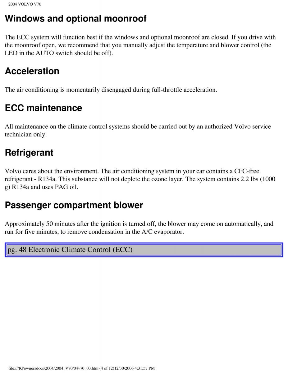 manual  Volvo V70 II 2 owners manual / page 74