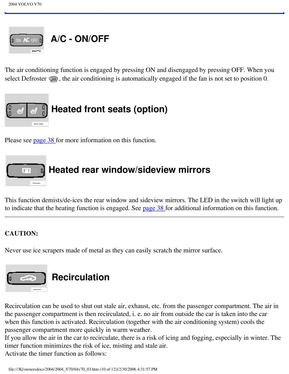 manual  Volvo V70 II 2 owners manual / page 80