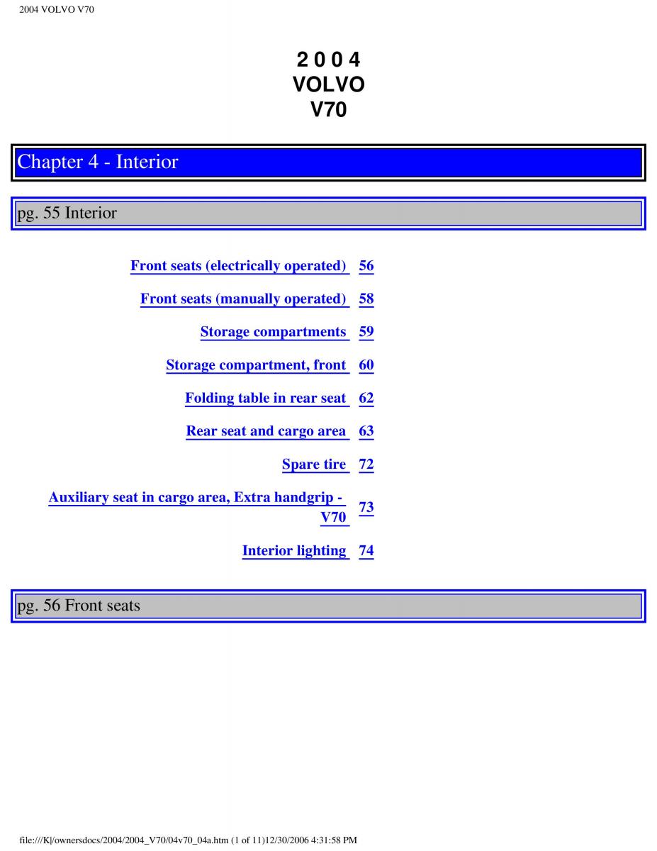 manual  Volvo V70 II 2 owners manual / page 83