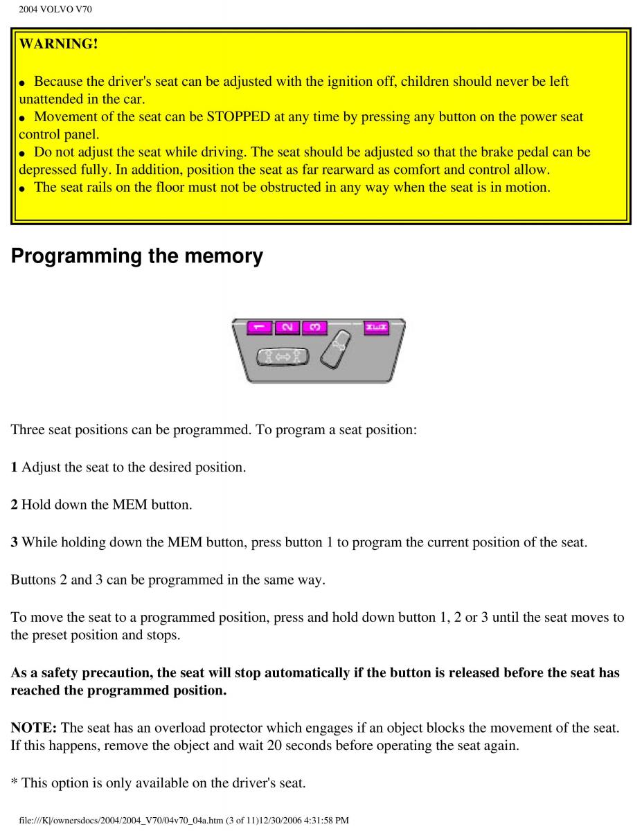 Volvo V70 II 2 owners manual / page 85