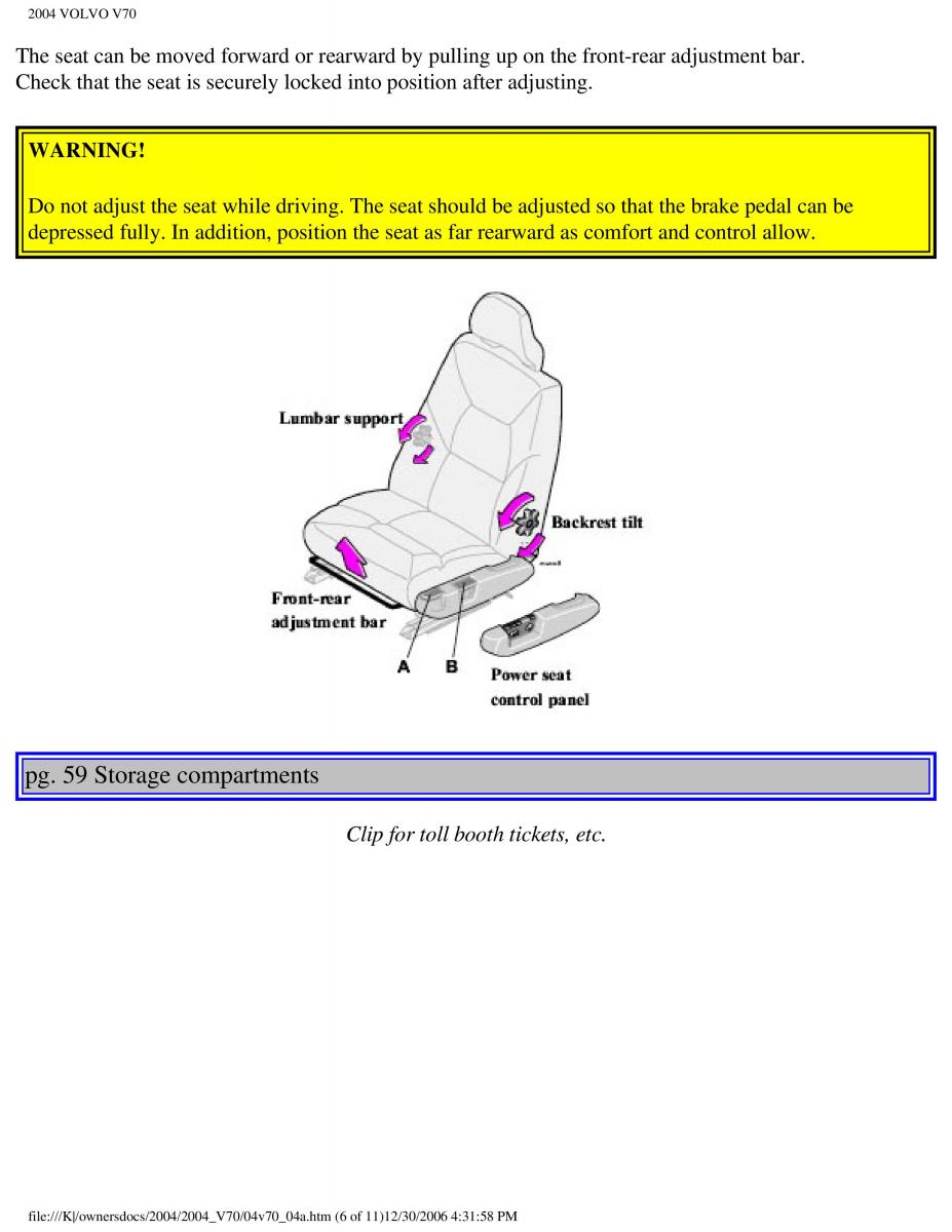 manual  Volvo V70 II 2 owners manual / page 88