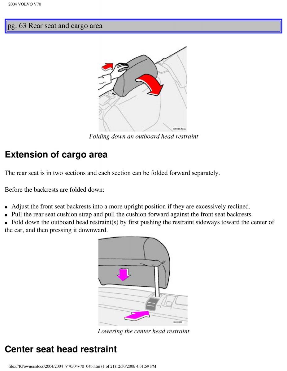 manual  Volvo V70 II 2 owners manual / page 94