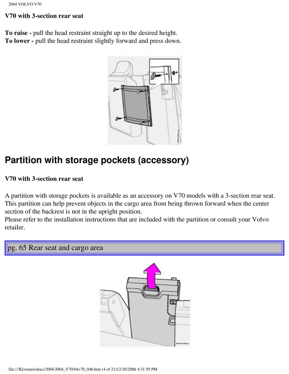 manual  Volvo V70 II 2 owners manual / page 97