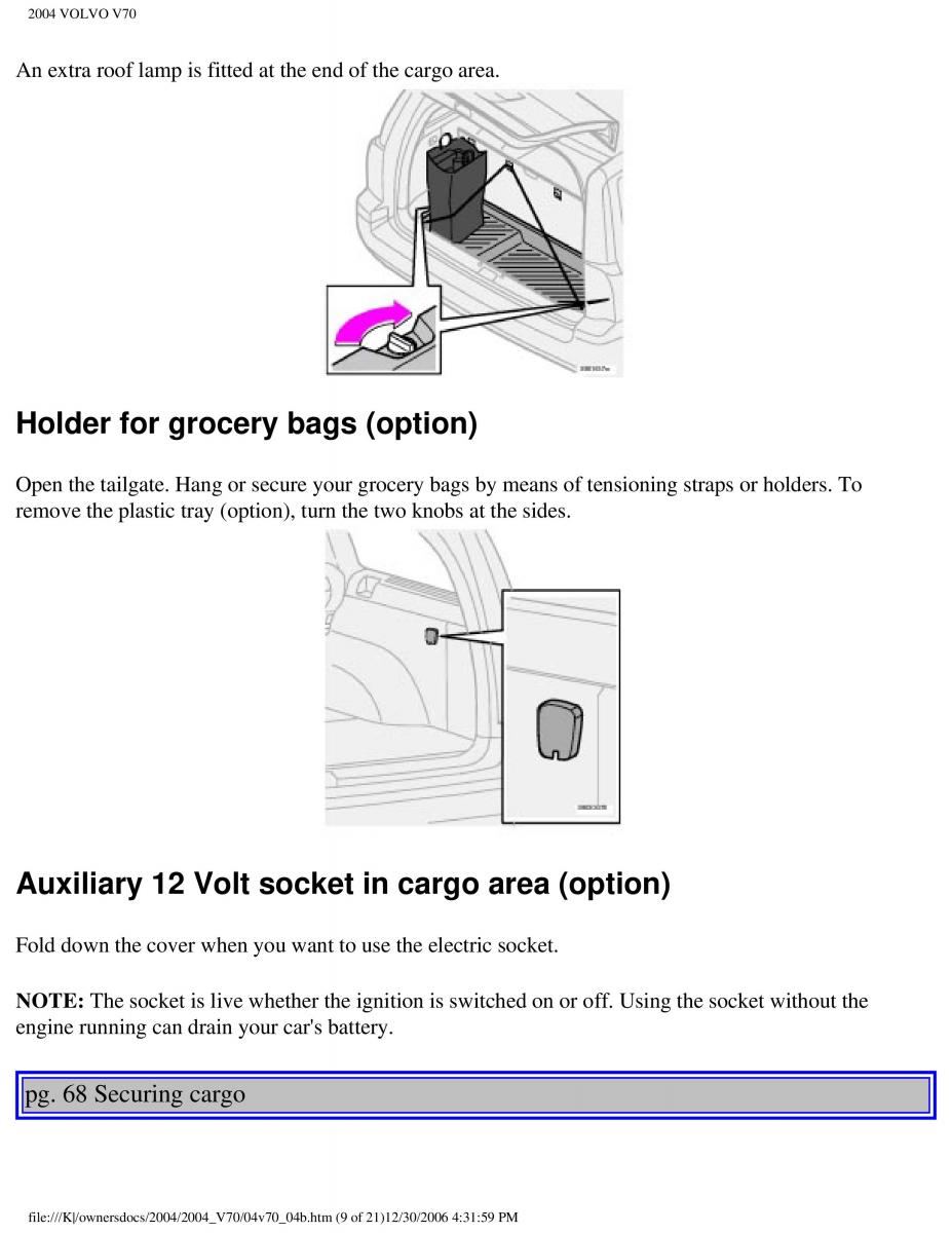 manual  Volvo V70 II 2 owners manual / page 102