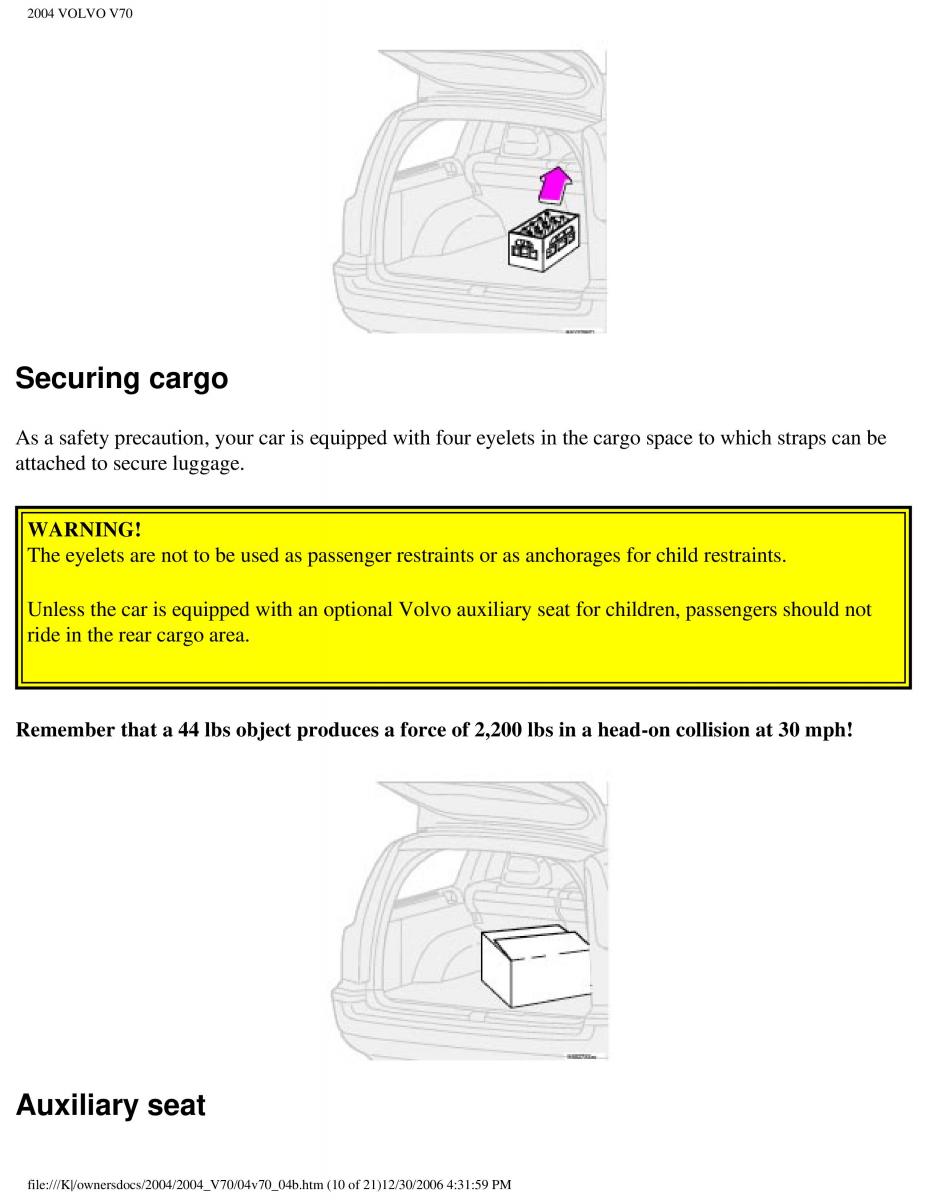 manual  Volvo V70 II 2 owners manual / page 103