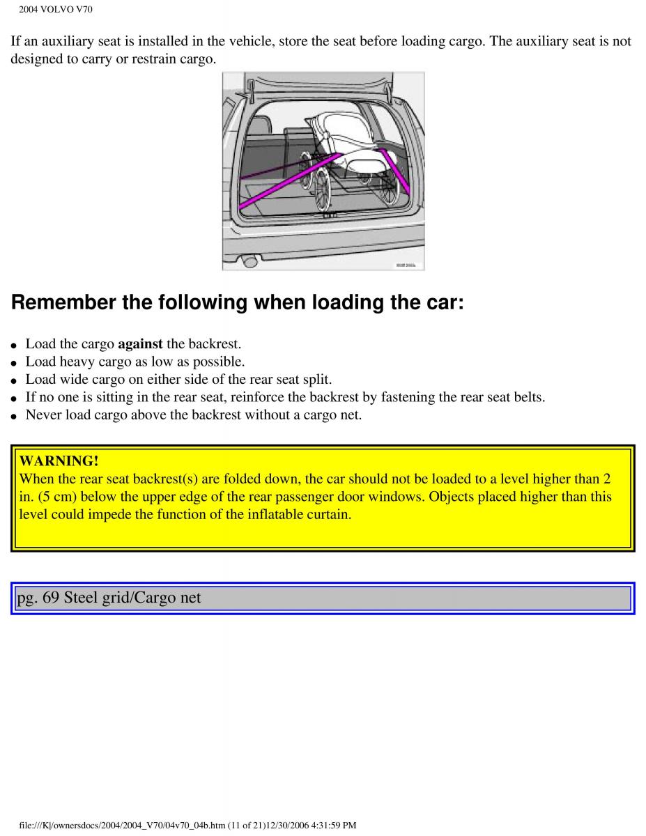 manual  Volvo V70 II 2 owners manual / page 104