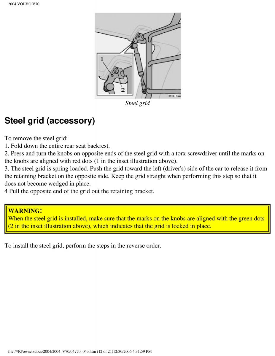 manual  Volvo V70 II 2 owners manual / page 105