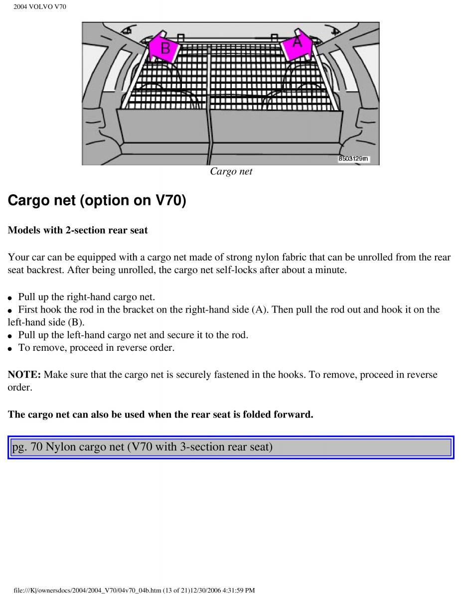 manual  Volvo V70 II 2 owners manual / page 106