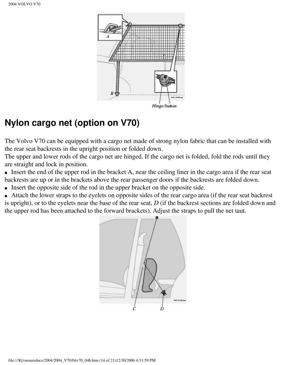 manual  Volvo V70 II 2 owners manual / page 107