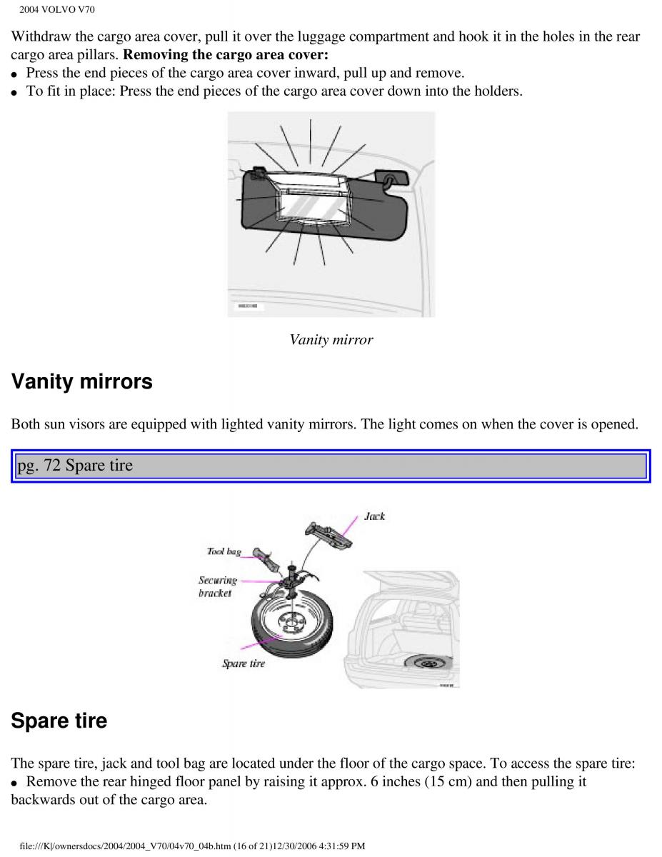 manual  Volvo V70 II 2 owners manual / page 109