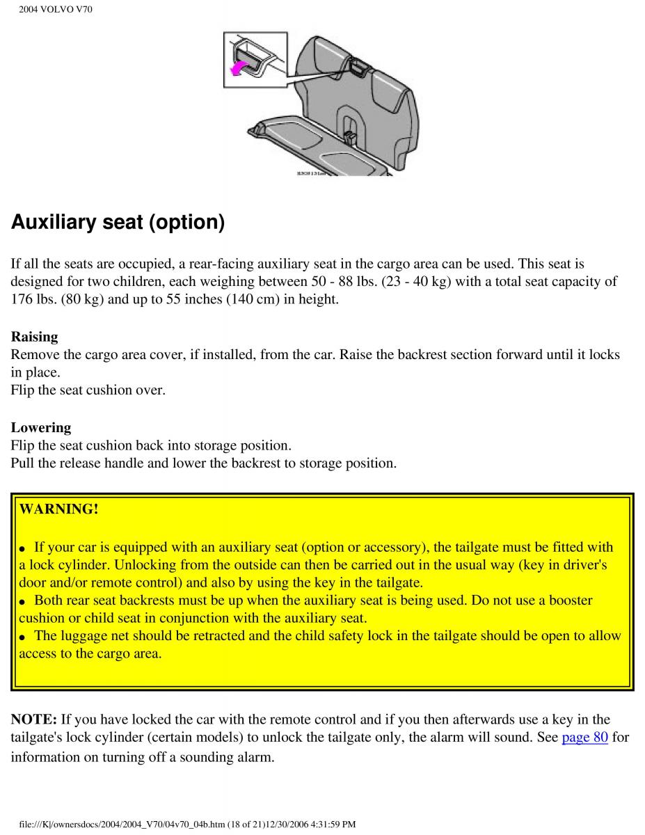 manual  Volvo V70 II 2 owners manual / page 111