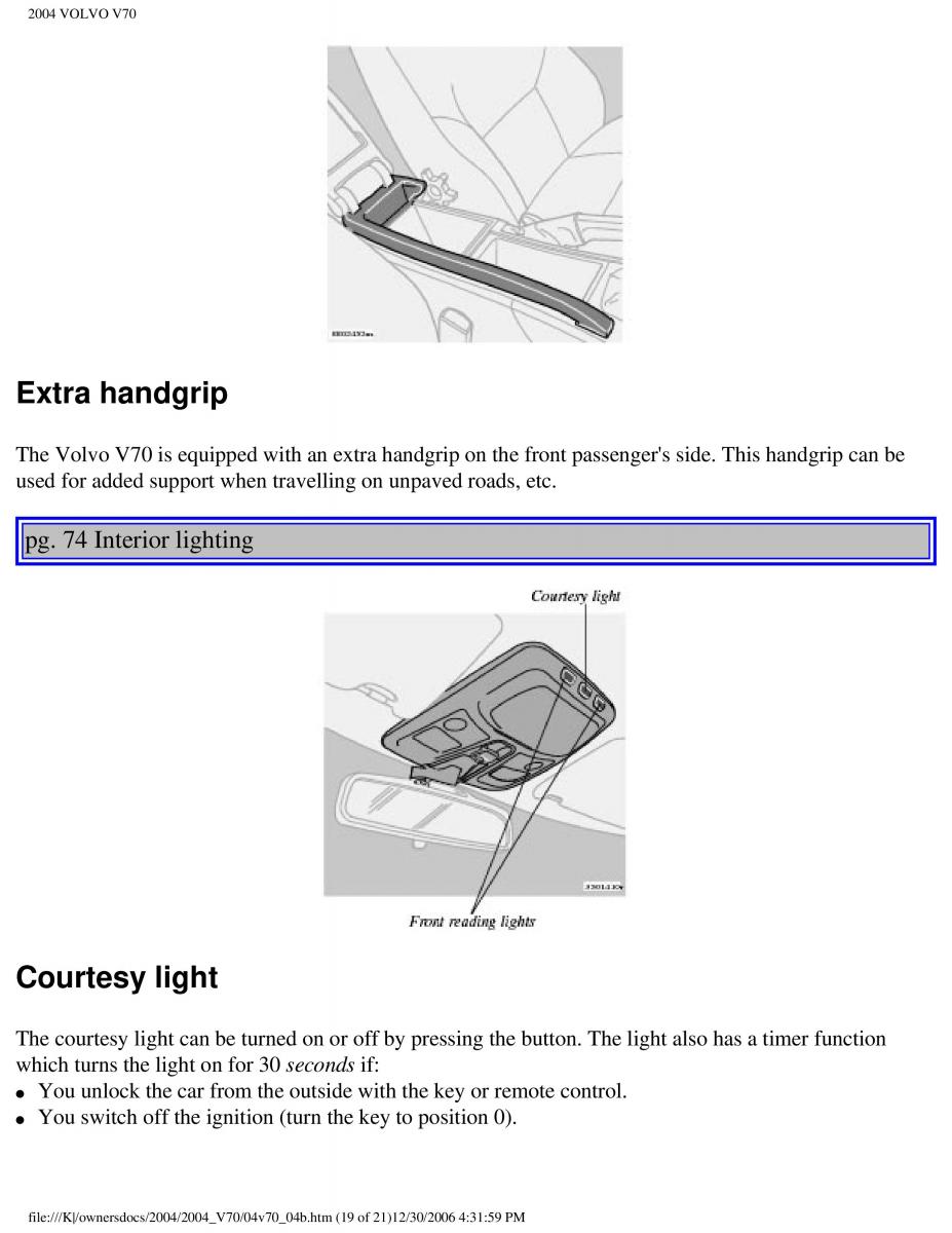 manual  Volvo V70 II 2 owners manual / page 112