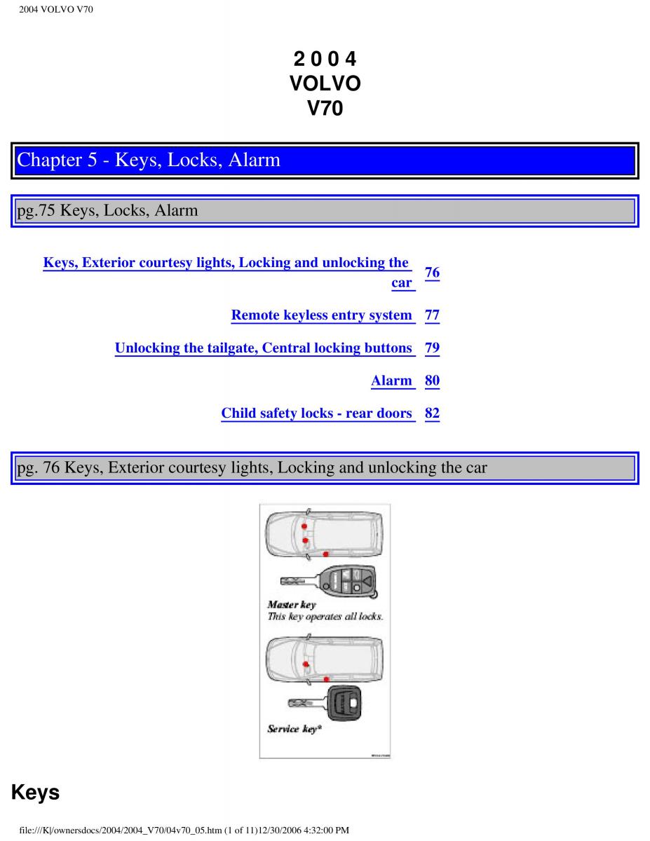 manual  Volvo V70 II 2 owners manual / page 115