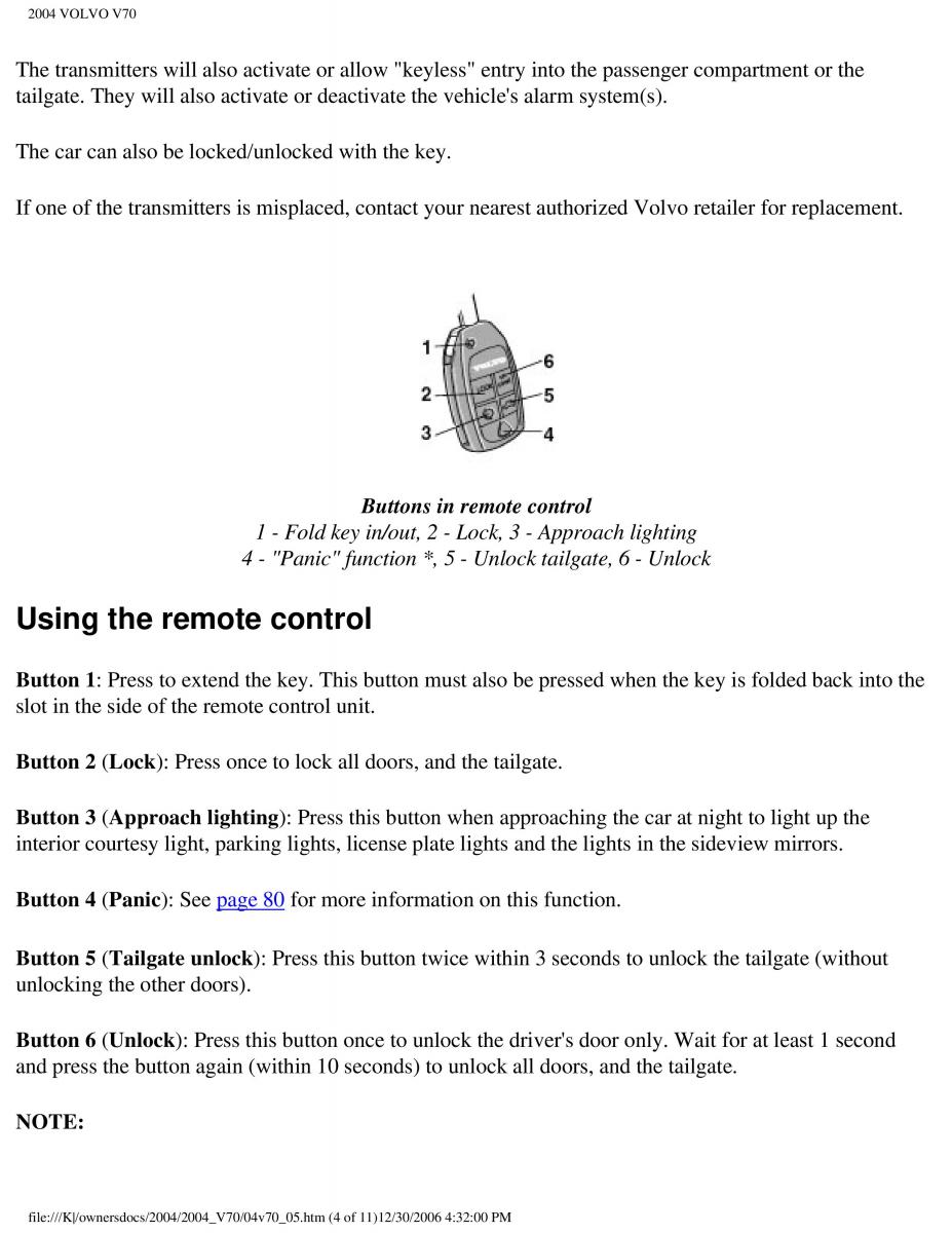 manual  Volvo V70 II 2 owners manual / page 118