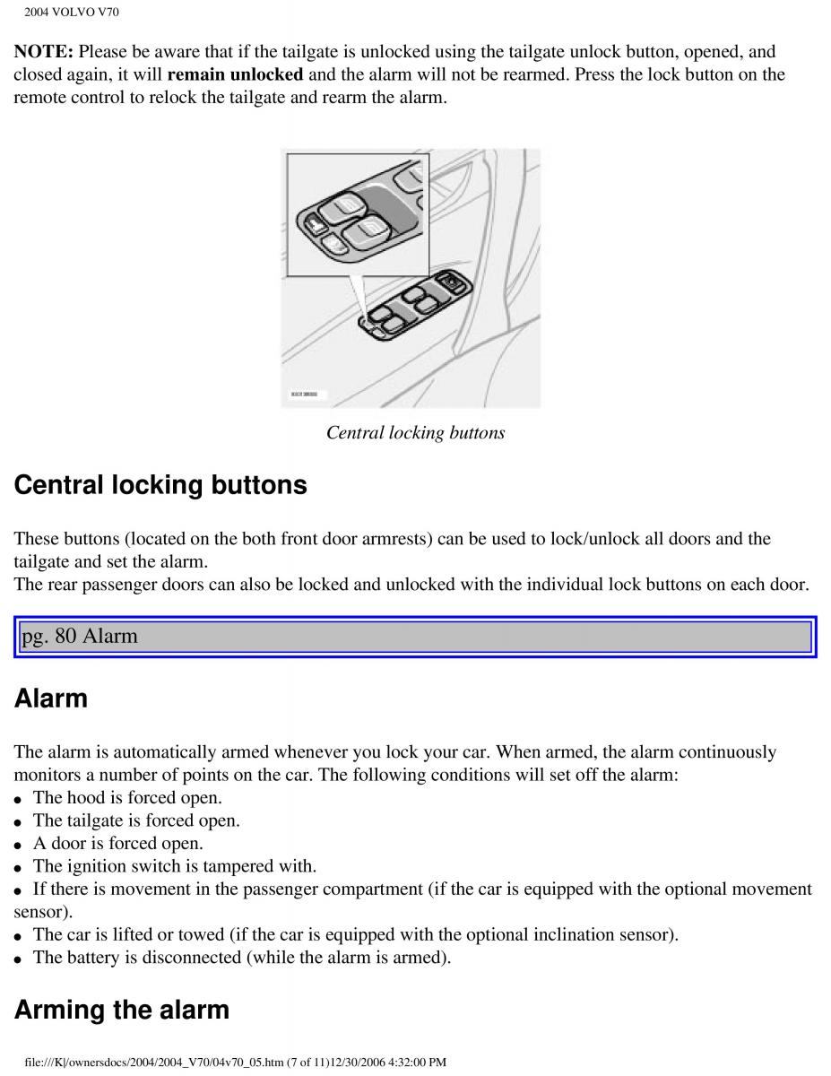 Volvo V70 II 2 owners manual / page 121