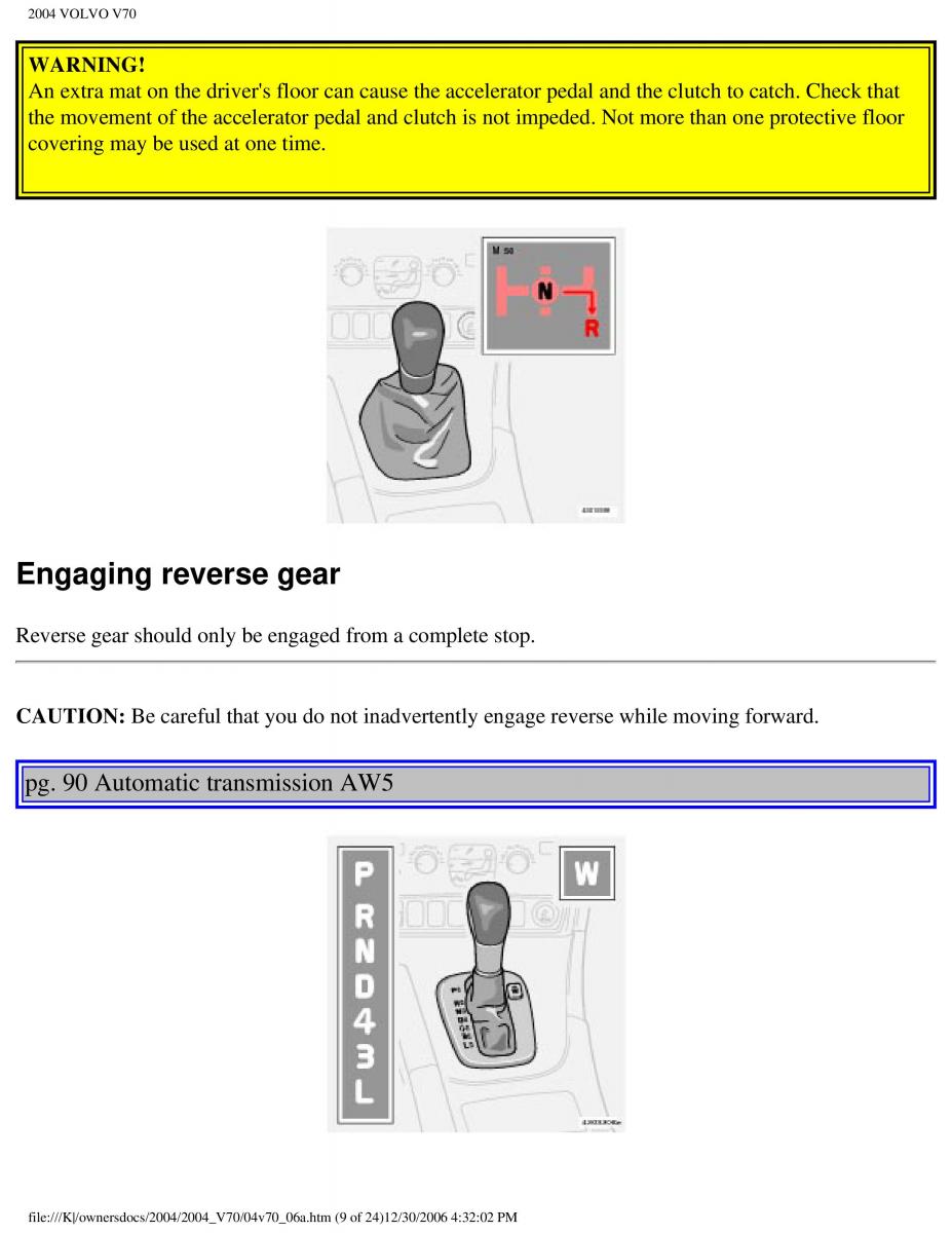 manual  Volvo V70 II 2 owners manual / page 134