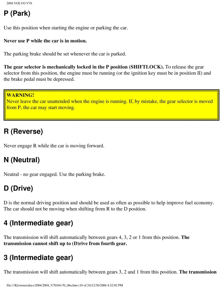 manual  Volvo V70 II 2 owners manual / page 135