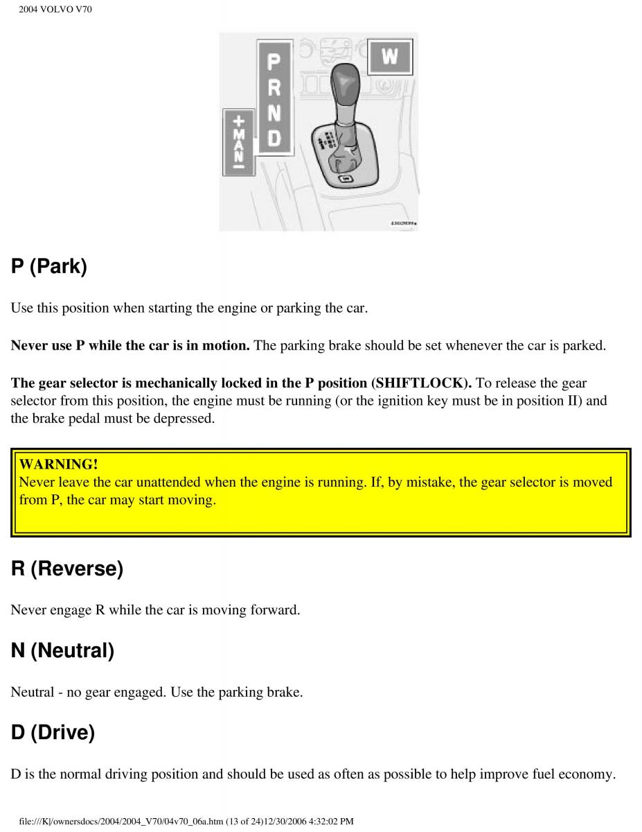 manual  Volvo V70 II 2 owners manual / page 138