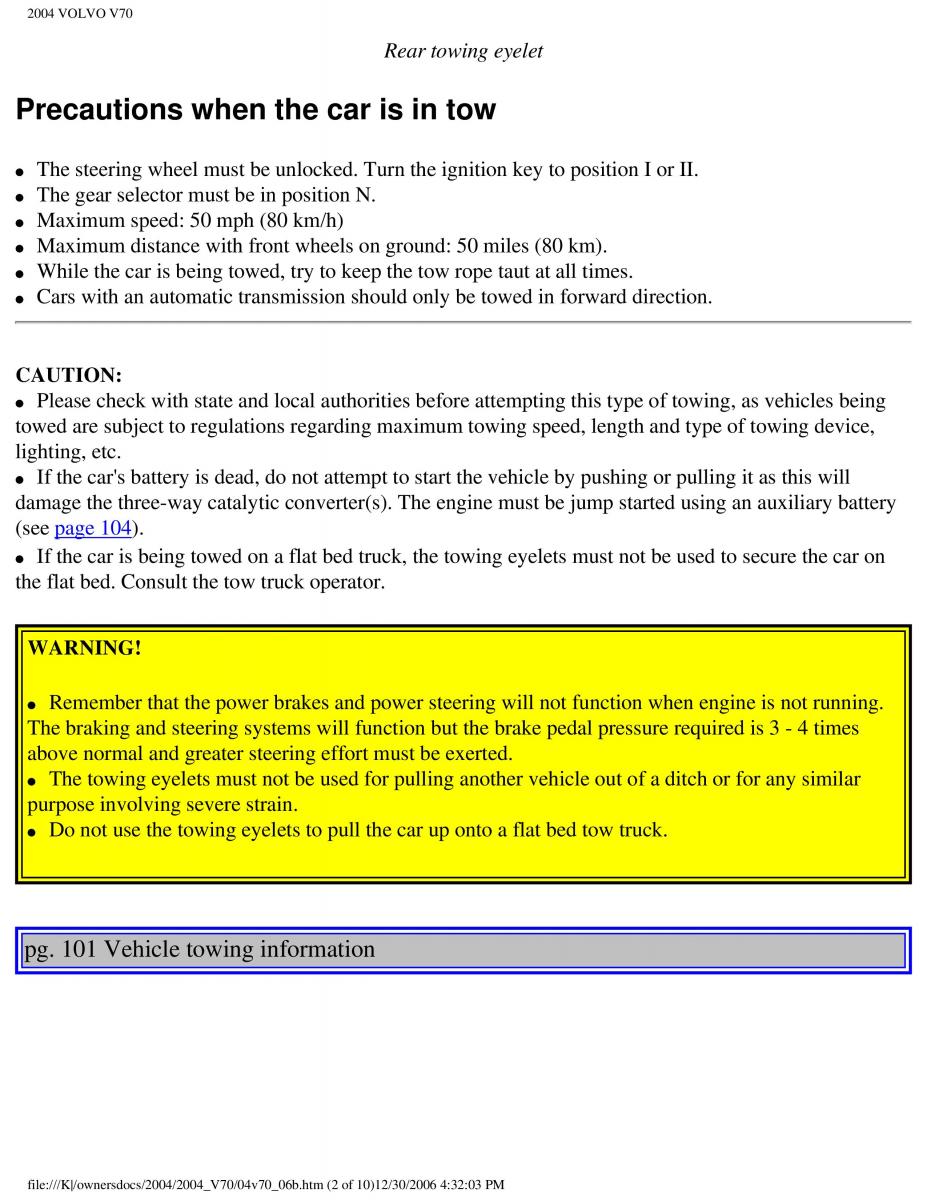 manual  Volvo V70 II 2 owners manual / page 151