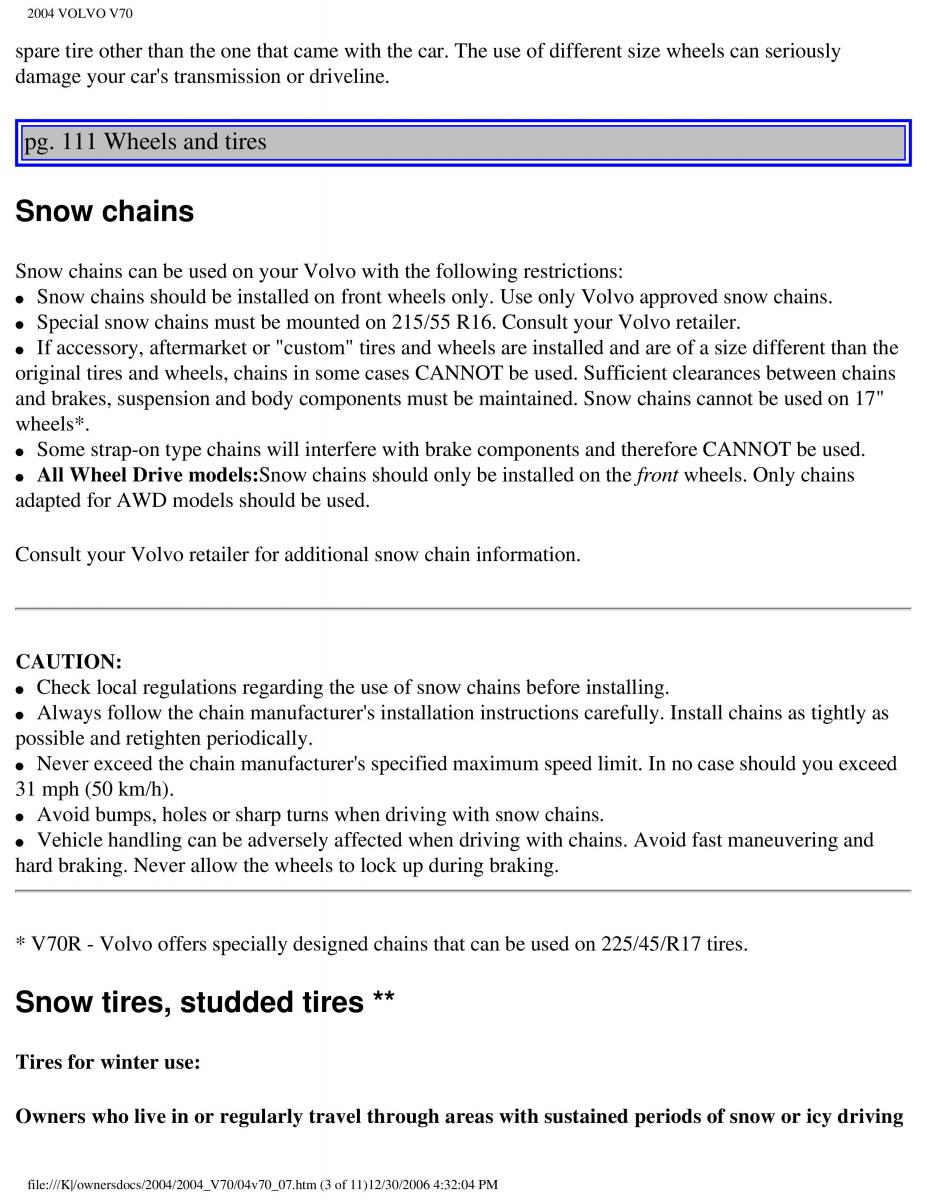 manual  Volvo V70 II 2 owners manual / page 162