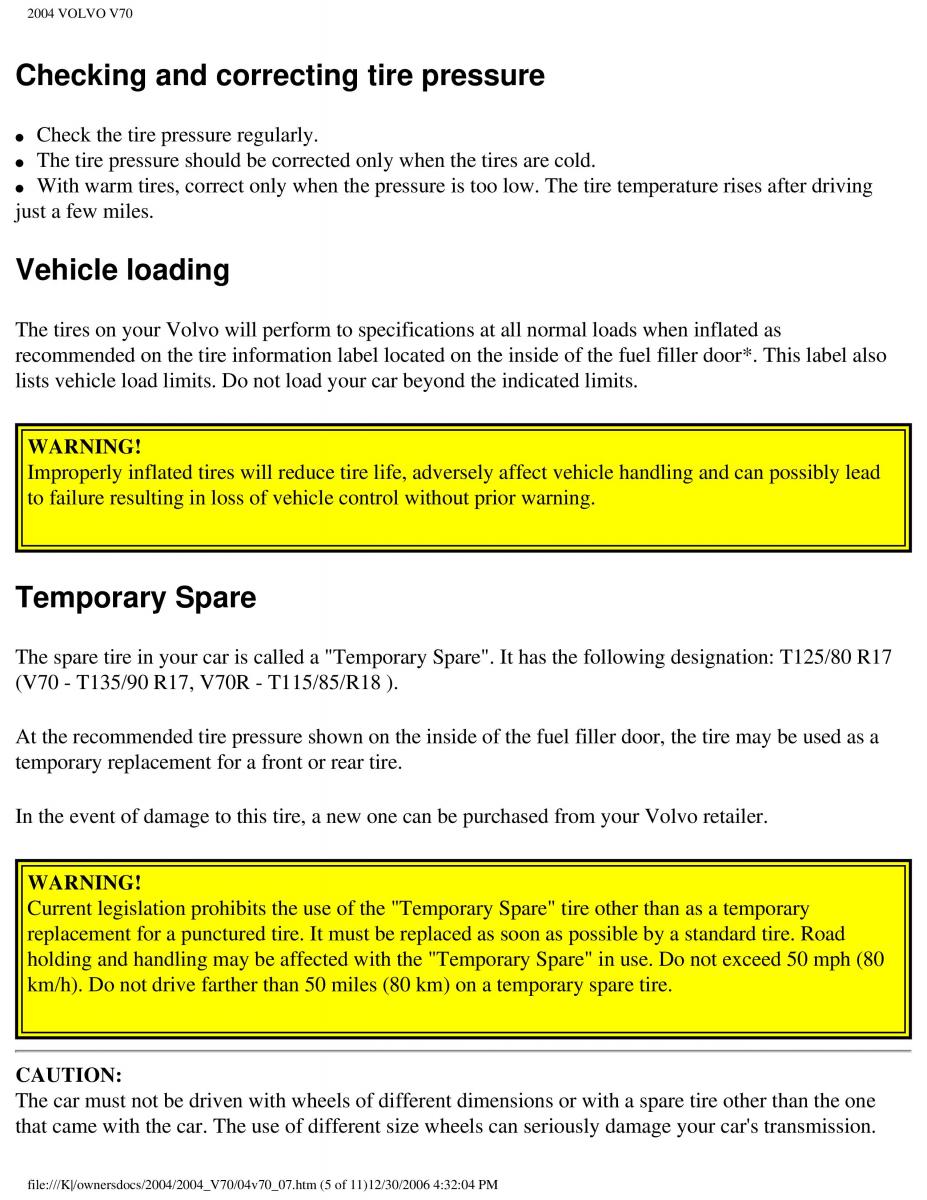 Volvo V70 II 2 owners manual / page 164