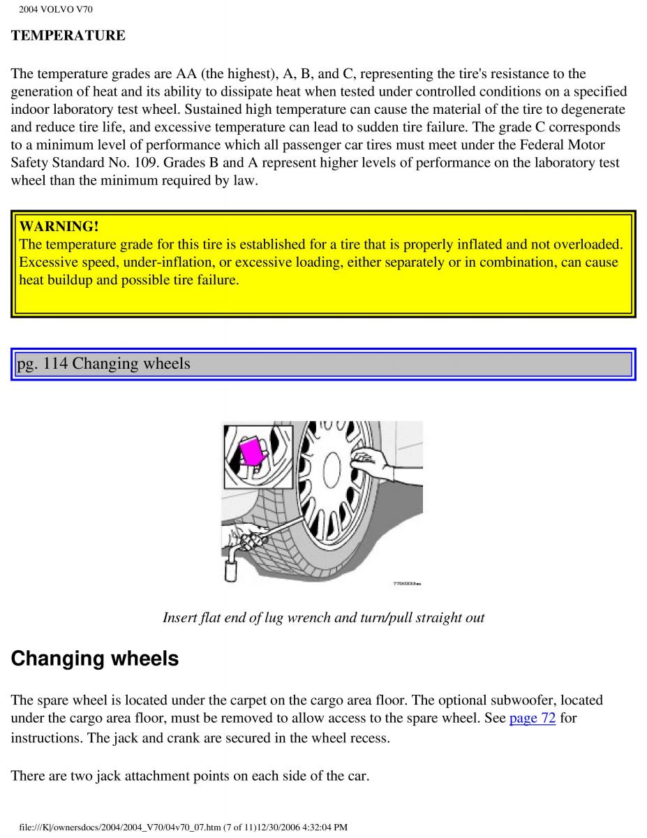 manual  Volvo V70 II 2 owners manual / page 166