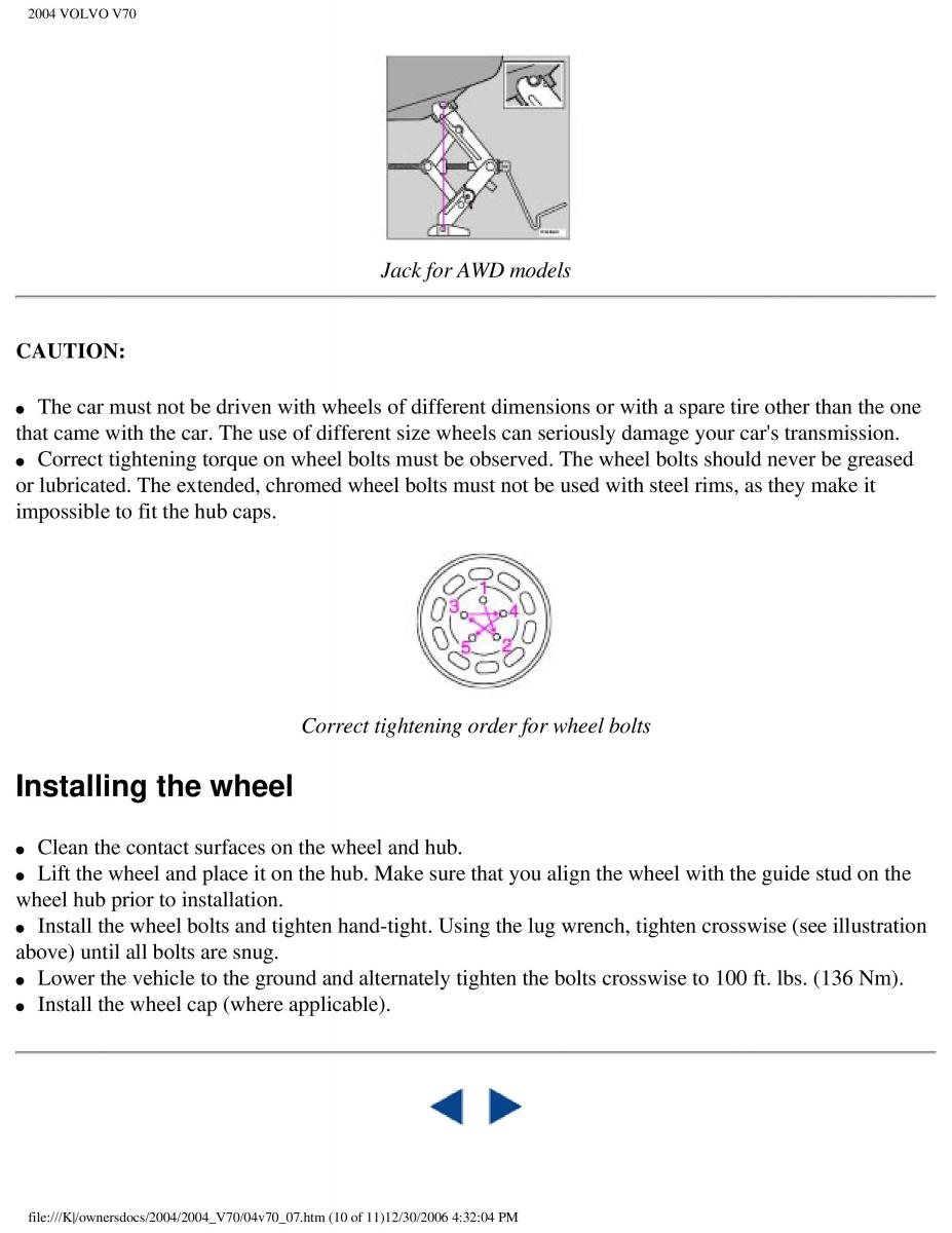 manual  Volvo V70 II 2 owners manual / page 169