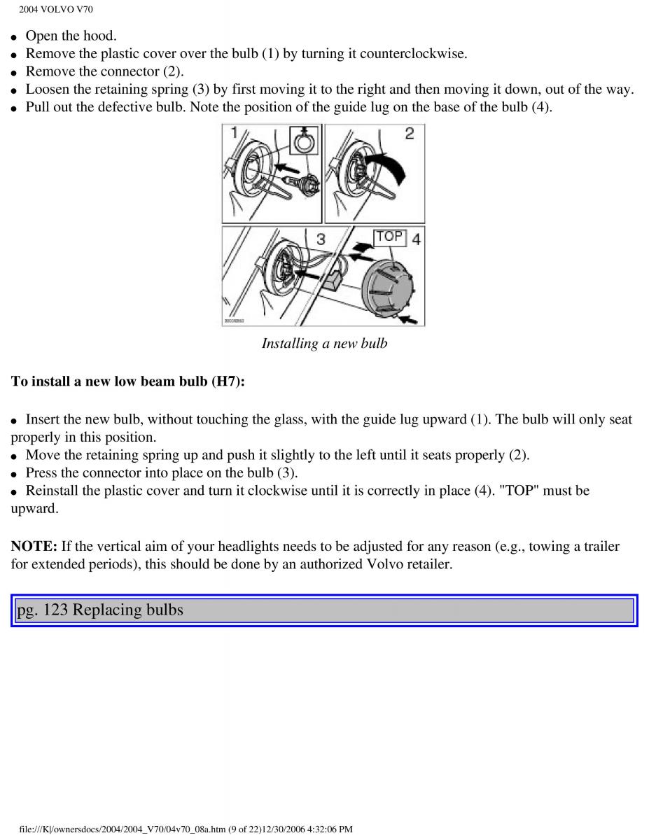 manual  Volvo V70 II 2 owners manual / page 179