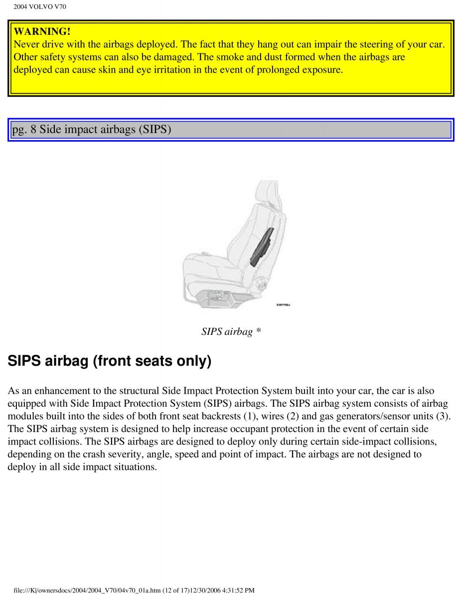 manual  Volvo V70 II 2 owners manual / page 18