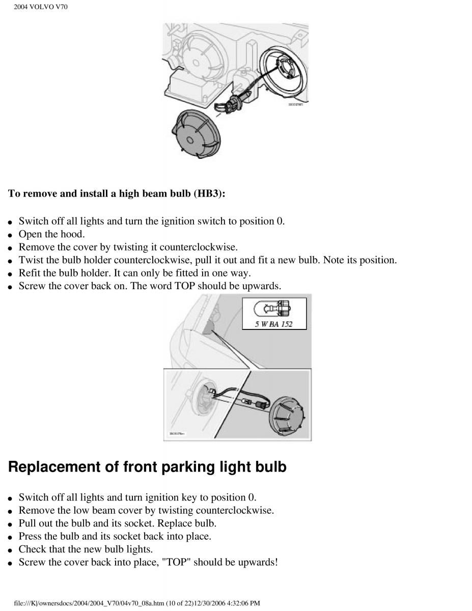 Volvo V70 II 2 owners manual / page 180