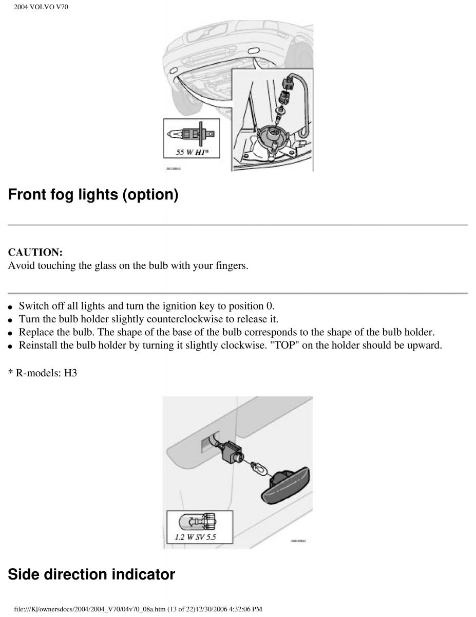 manual  Volvo V70 II 2 owners manual / page 183