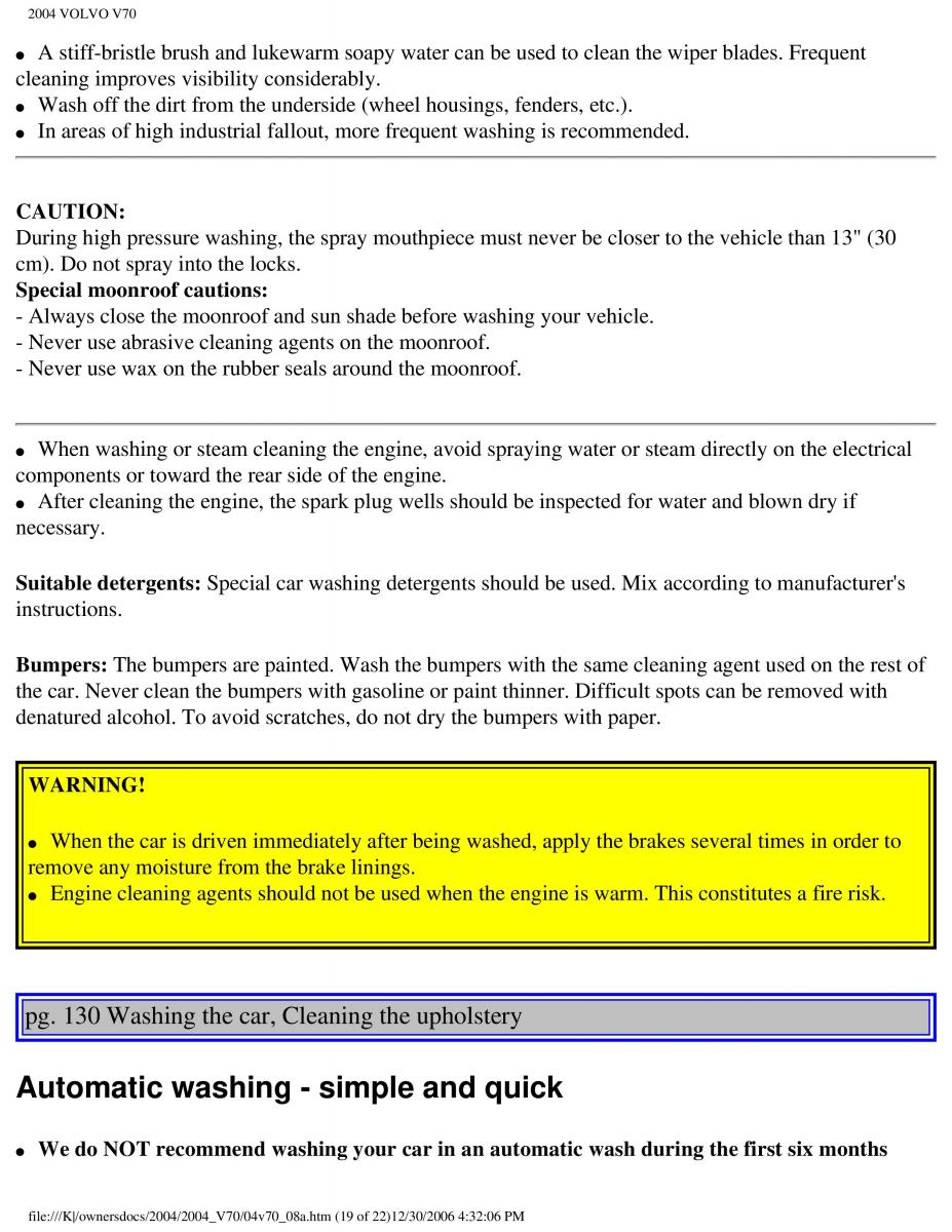 manual  Volvo V70 II 2 owners manual / page 189