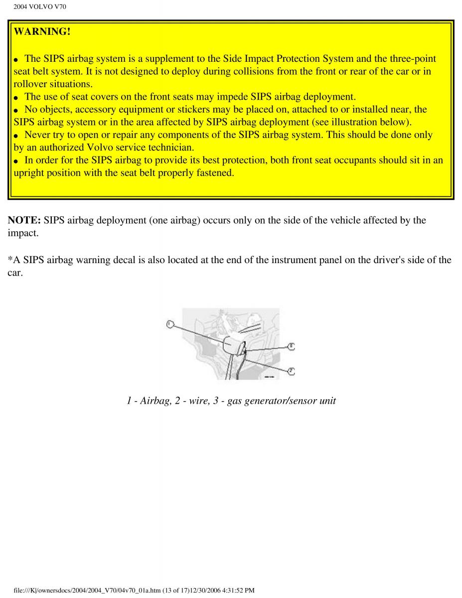 manual  Volvo V70 II 2 owners manual / page 19