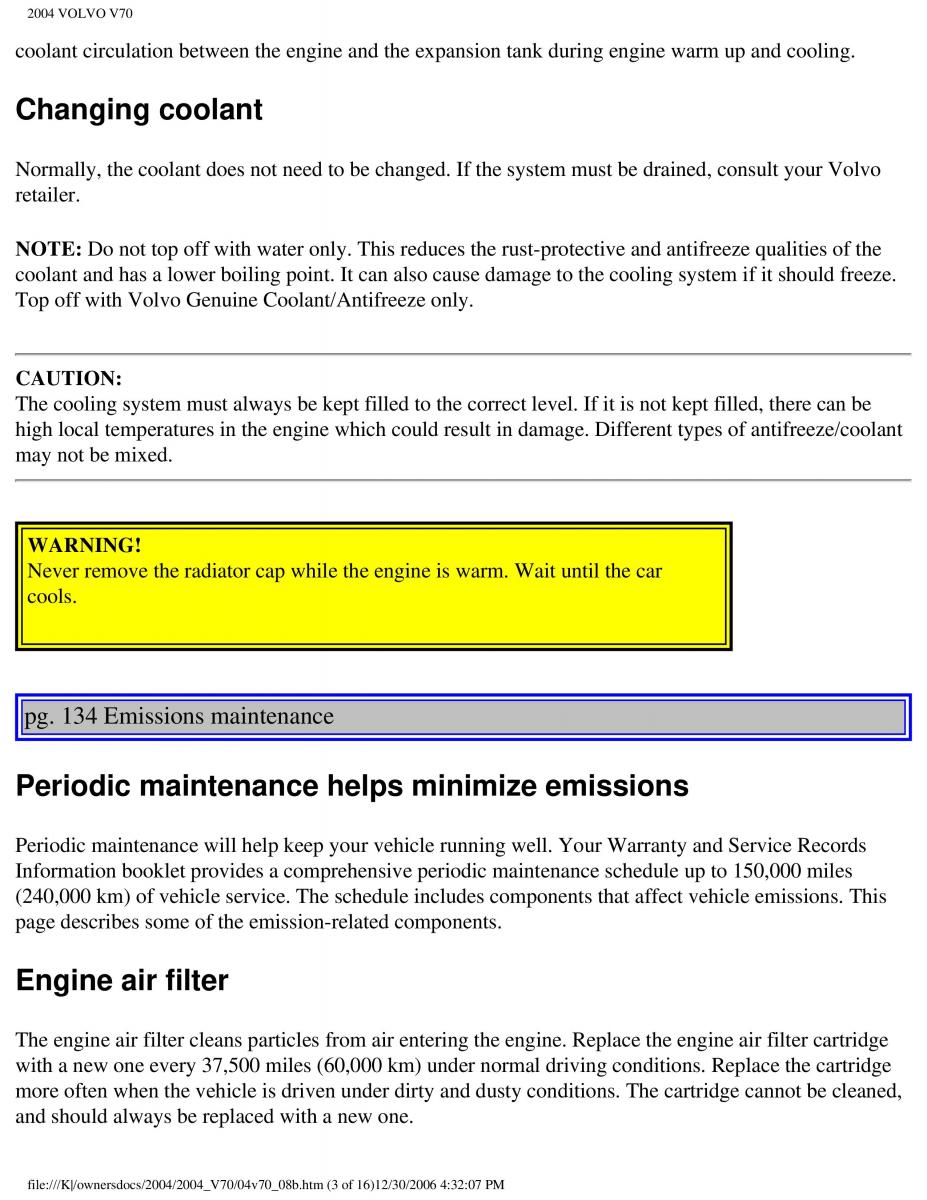 manual  Volvo V70 II 2 owners manual / page 195