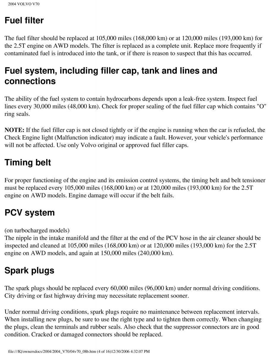 manual  Volvo V70 II 2 owners manual / page 196