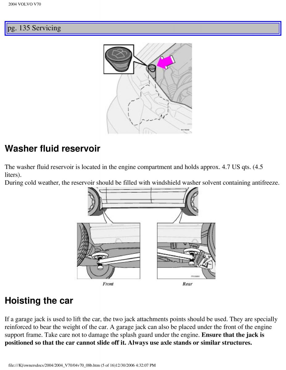 manual  Volvo V70 II 2 owners manual / page 197