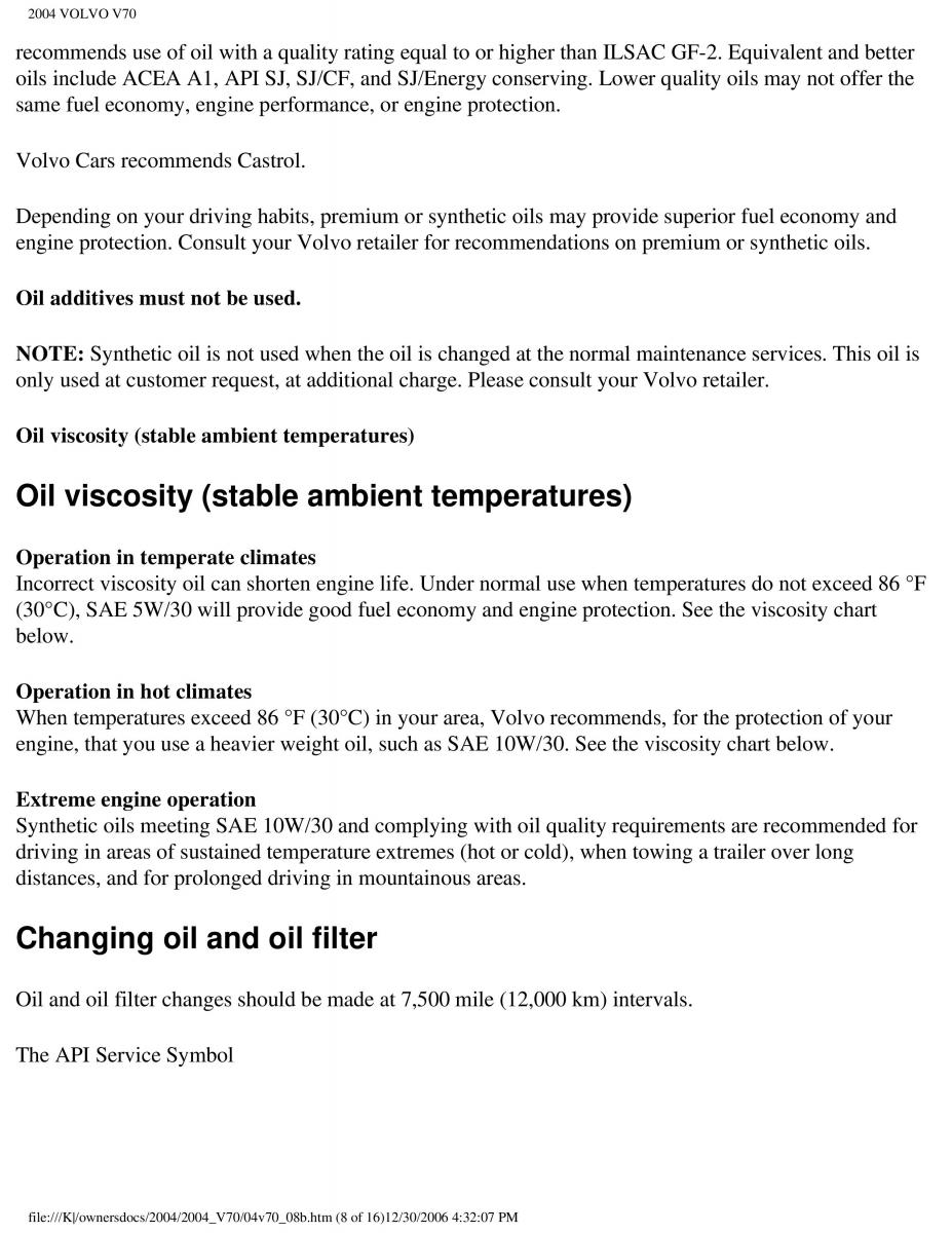 manual  Volvo V70 II 2 owners manual / page 200