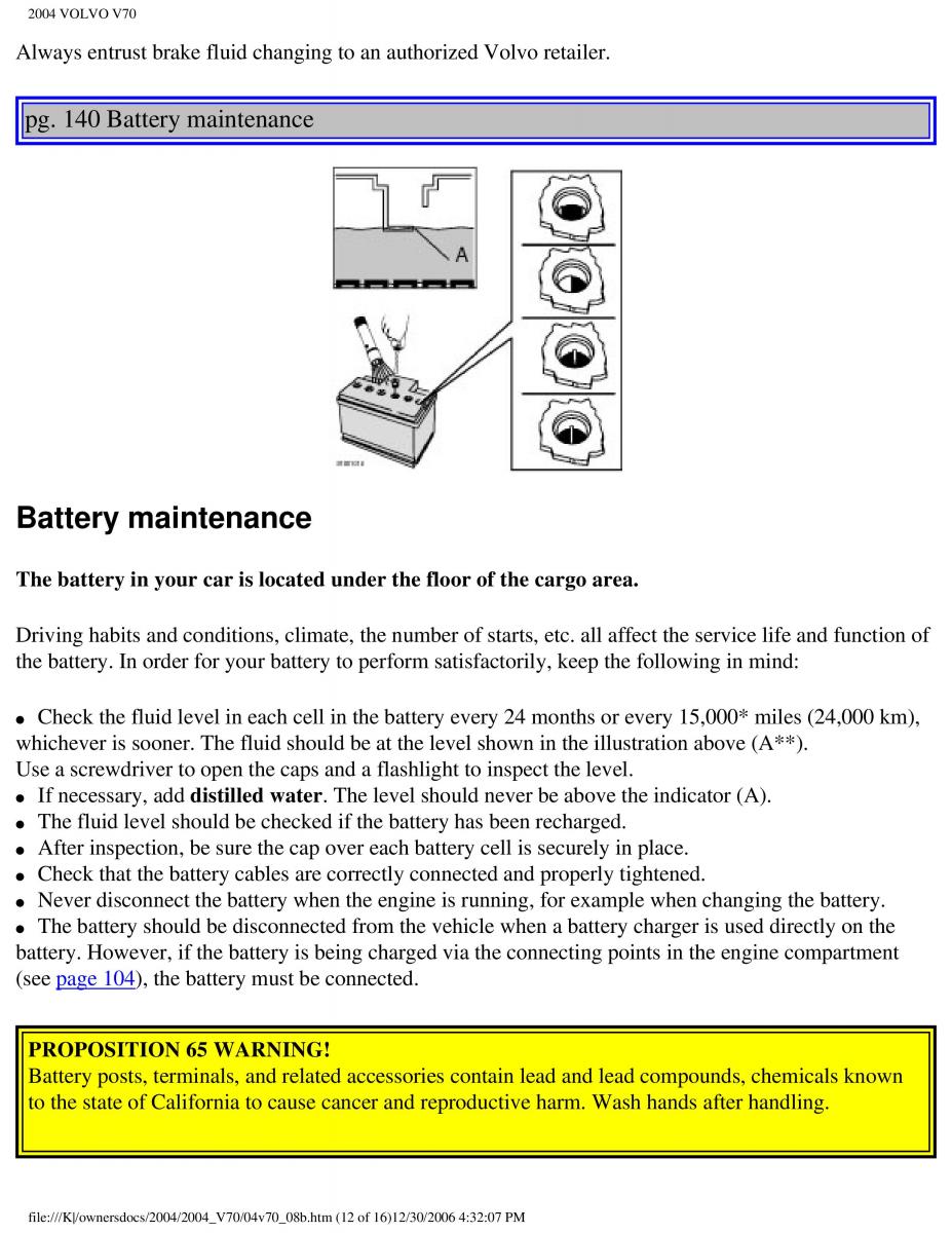 manual  Volvo V70 II 2 owners manual / page 204