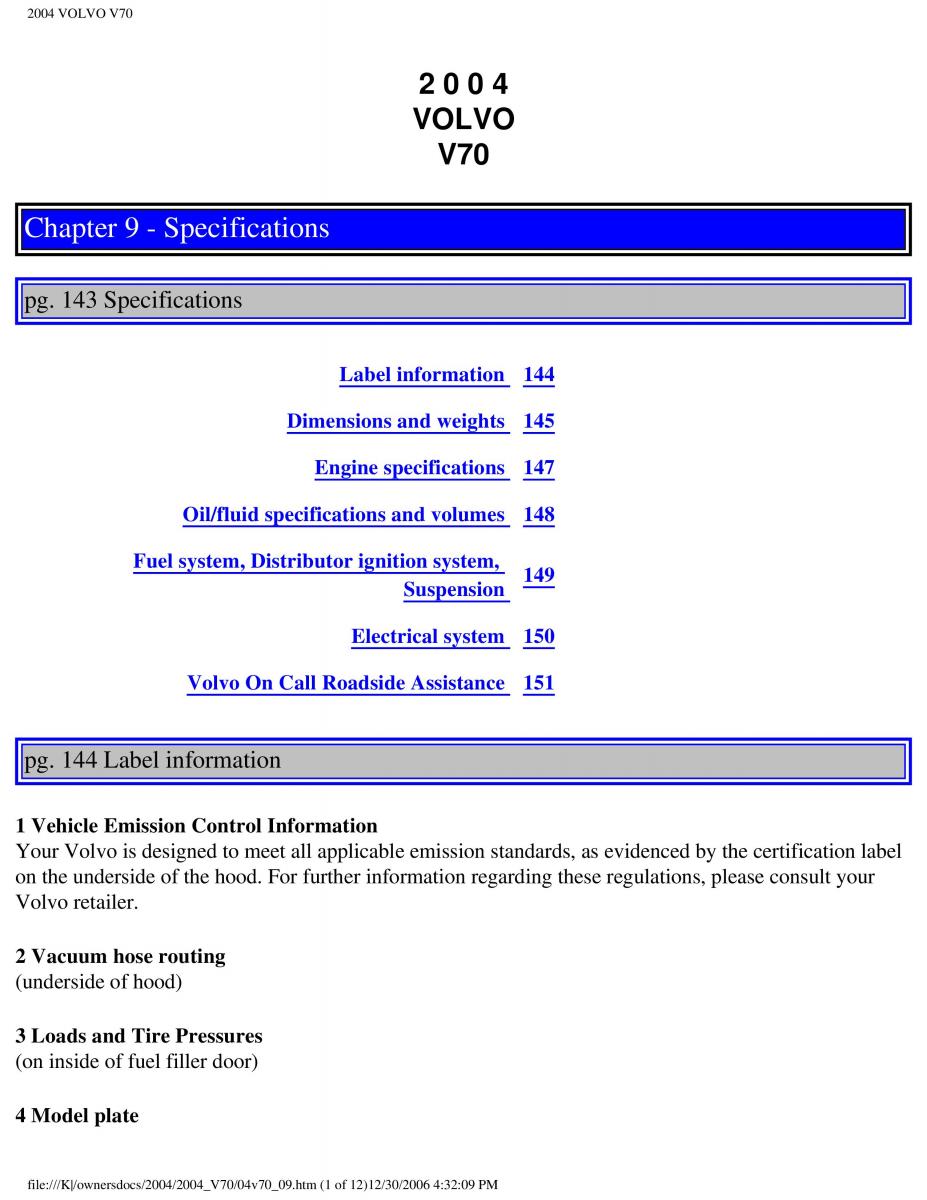 manual  Volvo V70 II 2 owners manual / page 209