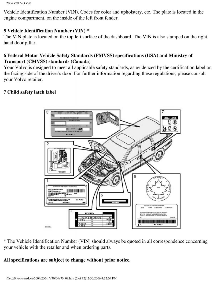 manual  Volvo V70 II 2 owners manual / page 210