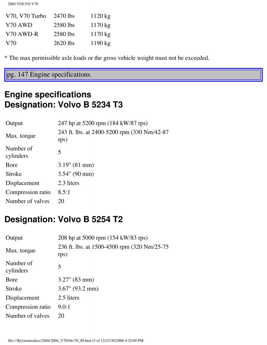 manual  Volvo V70 II 2 owners manual / page 213