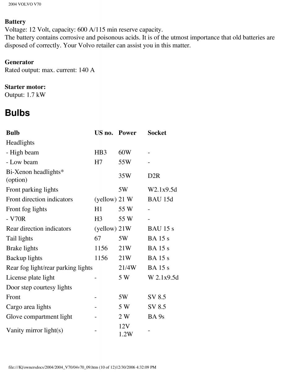 manual  Volvo V70 II 2 owners manual / page 218