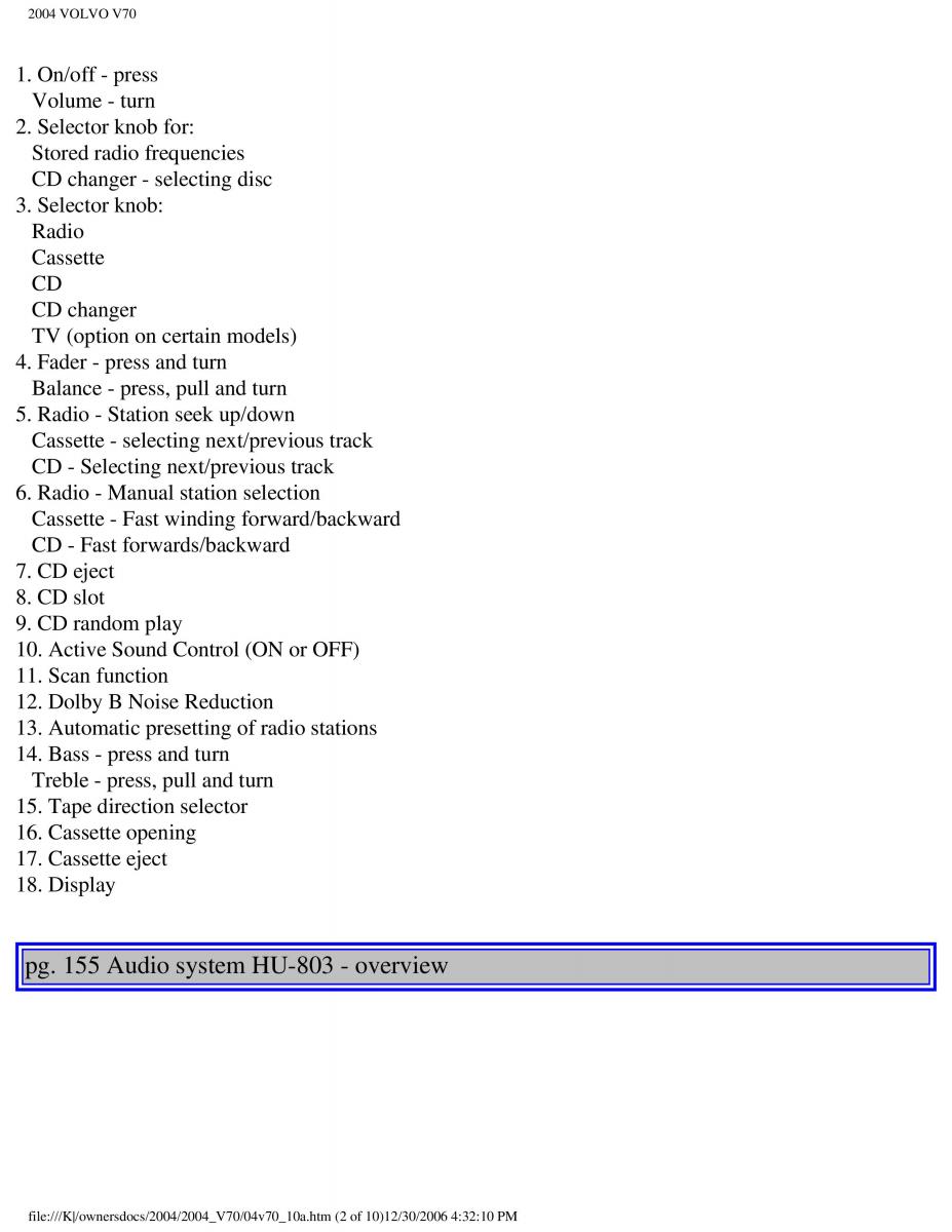 manual  Volvo V70 II 2 owners manual / page 222