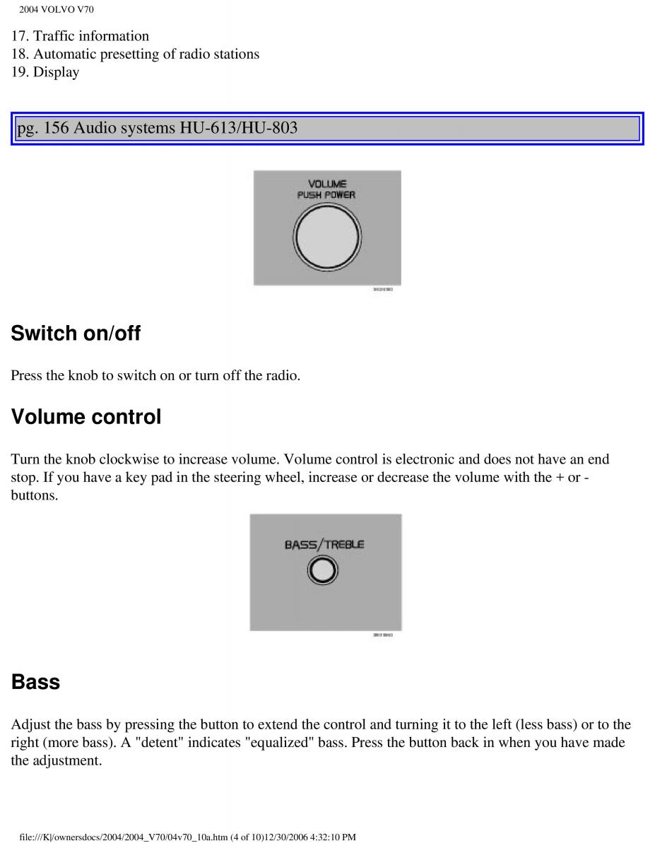 manual  Volvo V70 II 2 owners manual / page 224