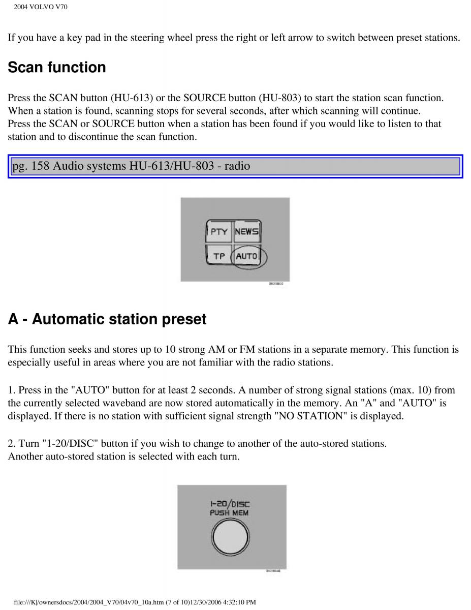 manual  Volvo V70 II 2 owners manual / page 227