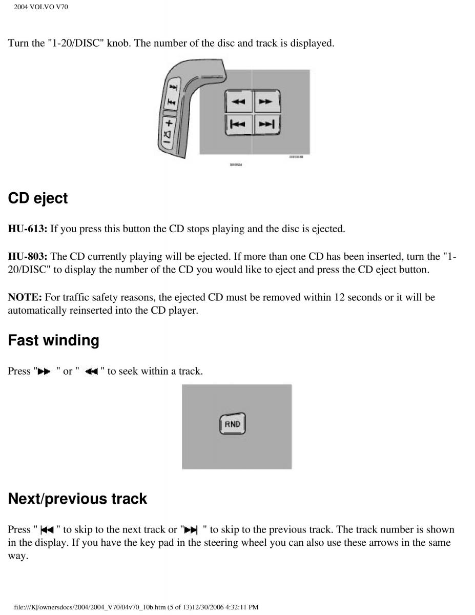 manual  Volvo V70 II 2 owners manual / page 235